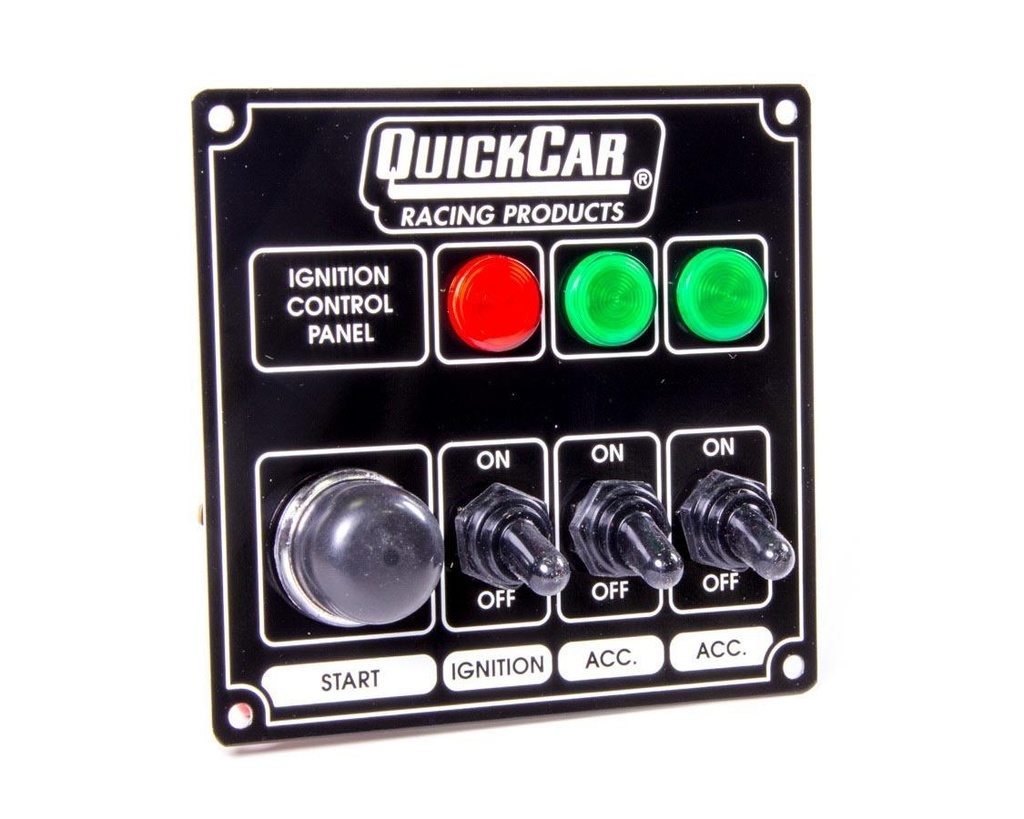 Quickcar  - Ignition Panel Black with  2 Acc. and Lights - 50-825