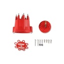 Cap and Rotor Kit HEI Style Terminal Stainless Terminals Twist Lock Red Vented Race Rotor MSD Distributors V8