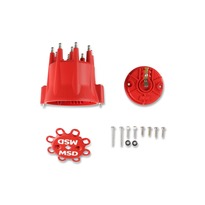[MSD84335] Cap and Rotor Kit HEI Style Terminal Stainless Terminals Twist Lock Red Vented Race Rotor MSD Distributors V8