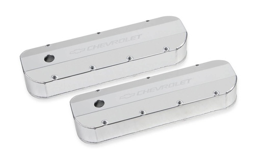 [HLY241-278] Holley - BBC Billet Rail Fab. Alm Valve Covers with .125 Hole - 241-278