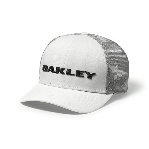 [OAK911503-100] Oakley Tech Trucker Print Golf Hat, White - 911503-100