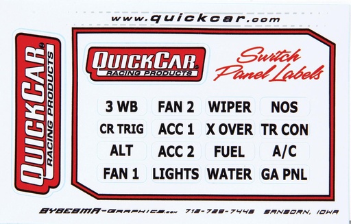 [QCR50-004] Quickcar Switch Panel Stickers Small Ignition Panels - 50-004
